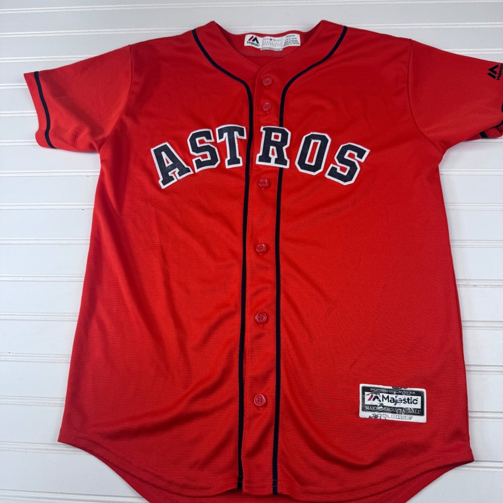 Majestic Youth Large 14/16 MLB Houston Astros Jersey Orange Baseball
